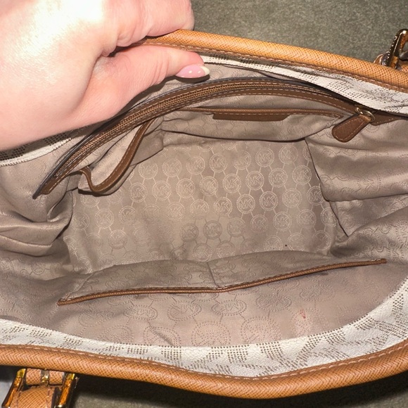 Michael Kors White and Brown Tote Bag - Picture 3 of 4